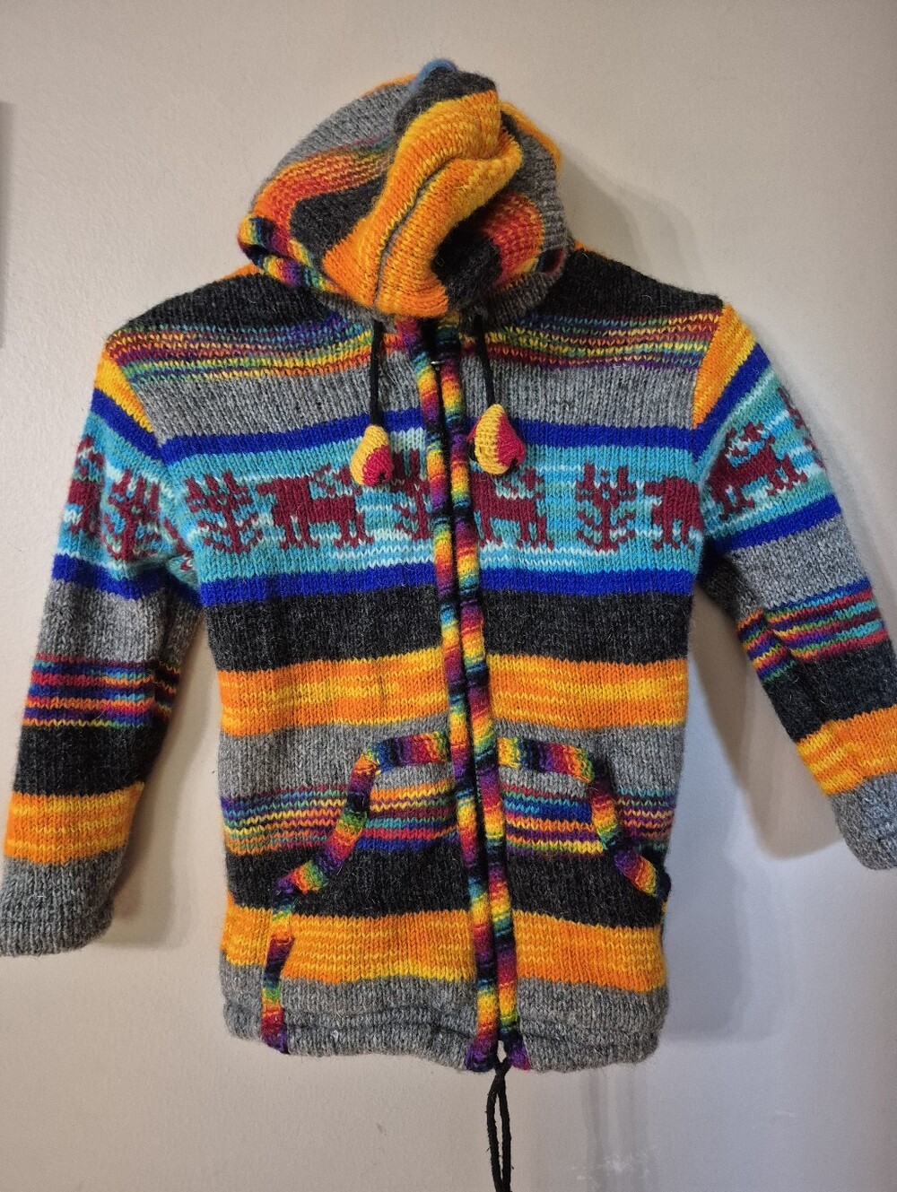 Handmade Nepalese Wool Hooded Zip Sweater